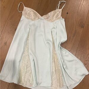 Urban outfits teal slip dress lingerie lace blue green